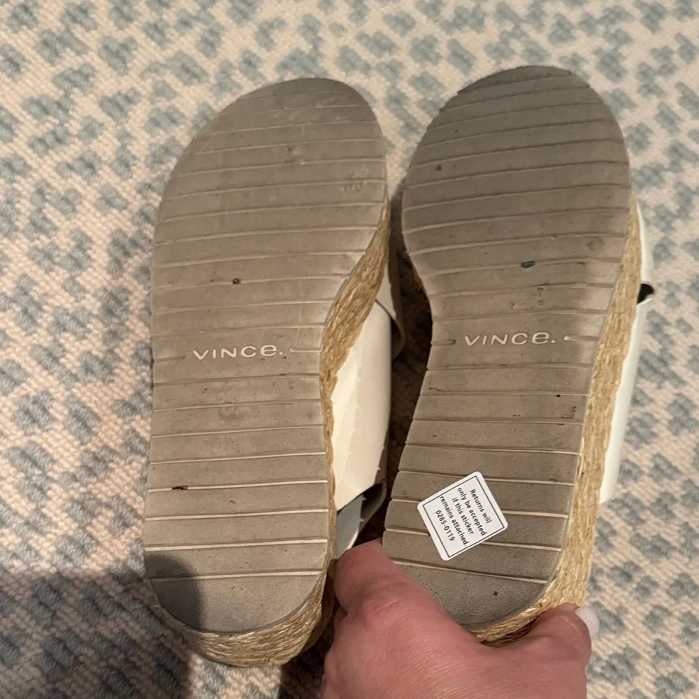 Vince White Leather Crisscross Open-Toe Espadrille Slingbacks